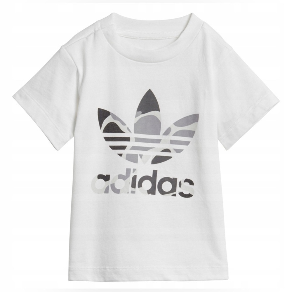 Adidas| Originals Kids Tee Shirt in White with Gray Trefoil Logo-Size 3-4 years